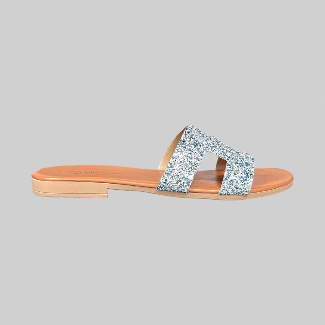 Sandalo H - Glitter Argento Smeraldo