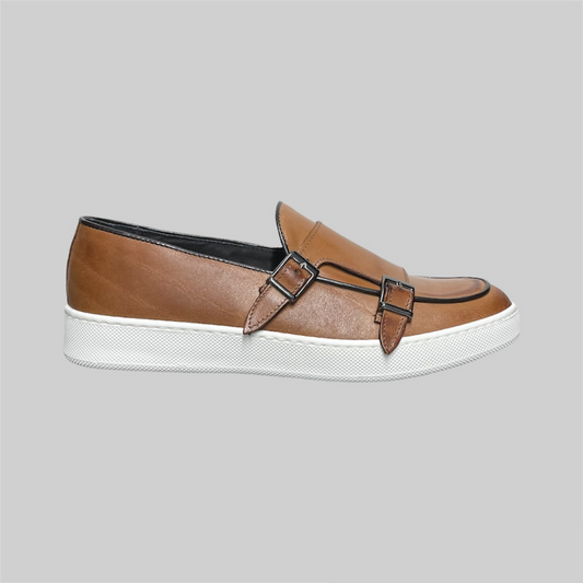 Double buckle sneaker - Cuoio