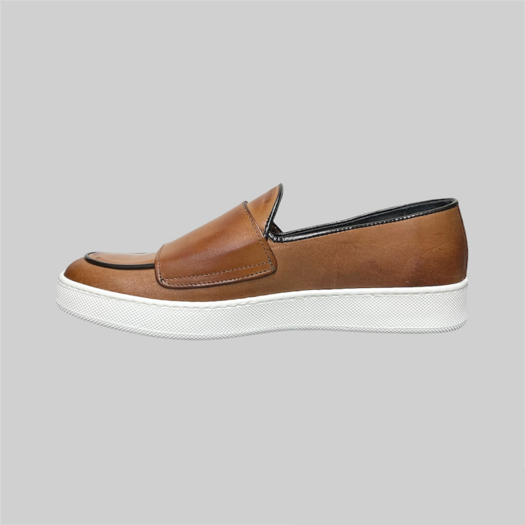 Double buckle sneaker - Cuoio