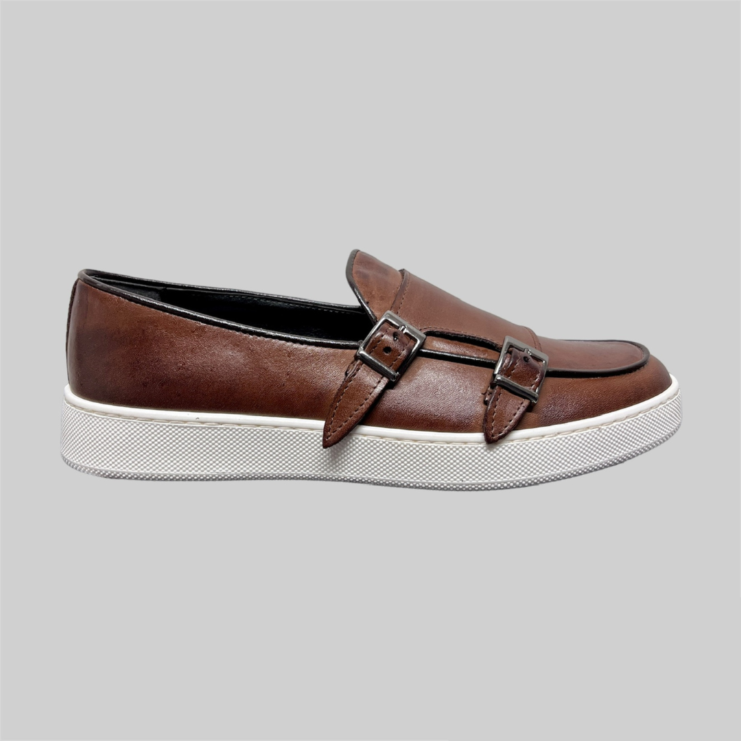Double buckle sneaker - Testa di Moro – Mind Leather - Footwear & More