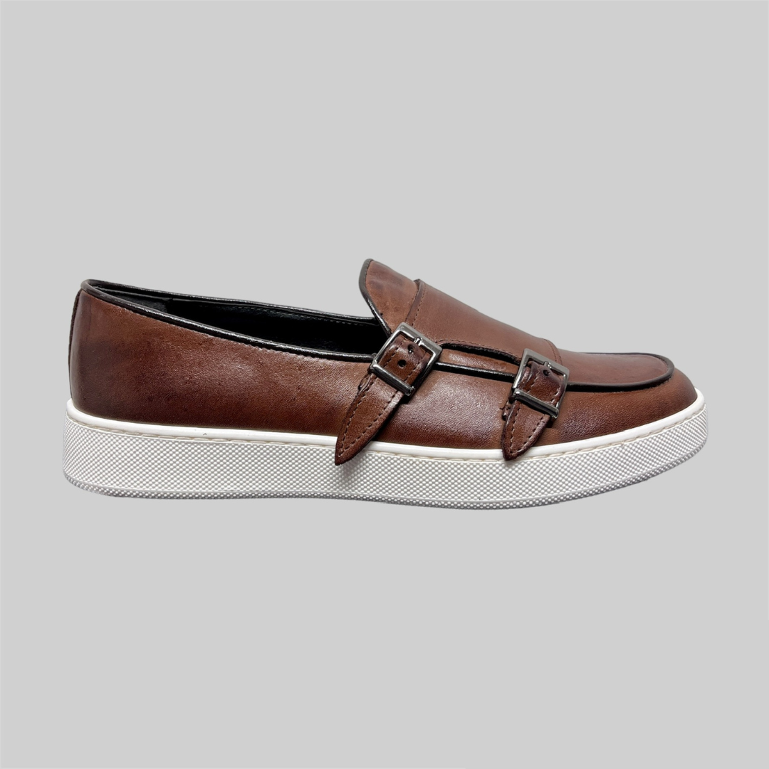 Double buckle sneaker - Cuoio