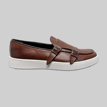 Double buckle sneaker - Cuoio